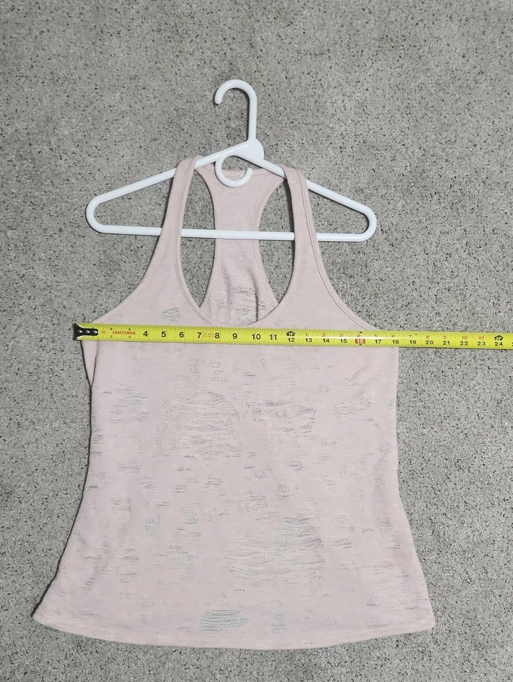 ALO Yoga Pure Tank Top Powder Pink Distressed Size Large Approx